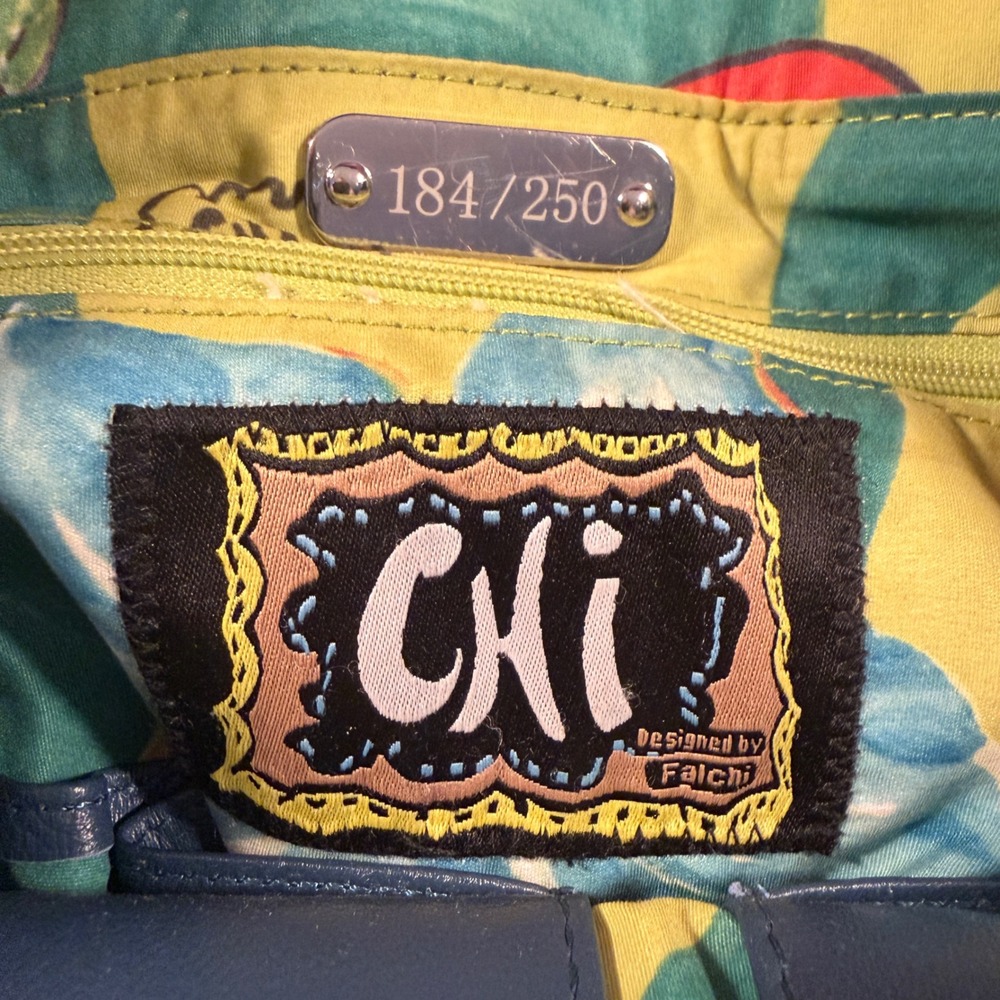 Chi by Carlos Falchi Blue Snakeskin Python Leather Tote Bag Limited Edition 184 - Picture 7 of 14